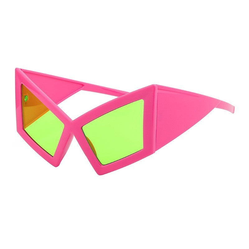 Neon Pink Geometric Cat Eye Sunglasses