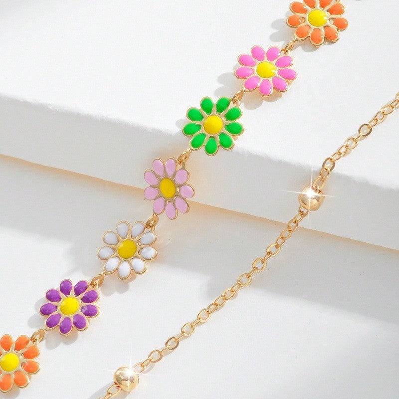 Boho Multi-Color Daisy Anklet
