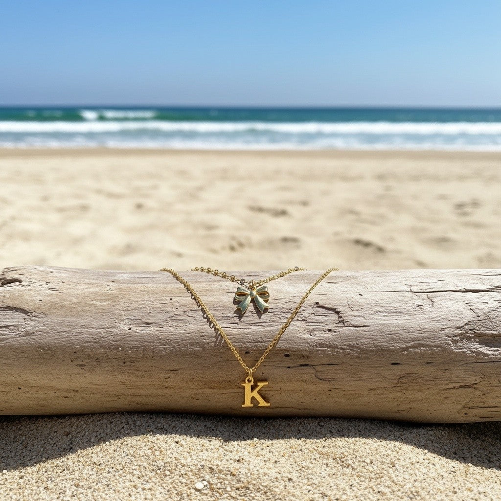 Dainty Bow Initial Layered Necklace