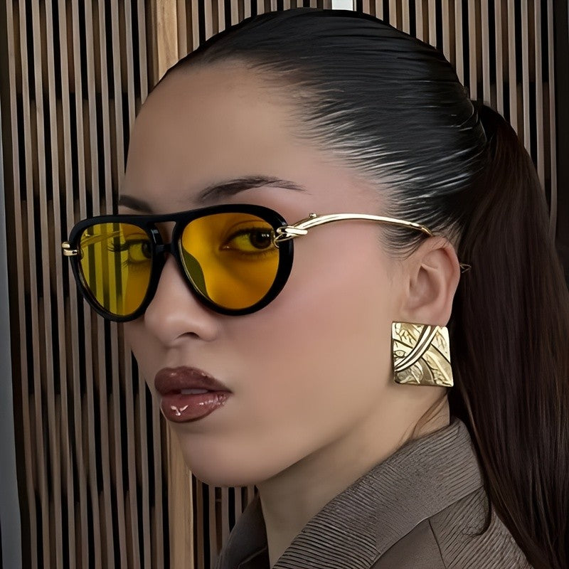 Classy Amber Oval Sunglasses