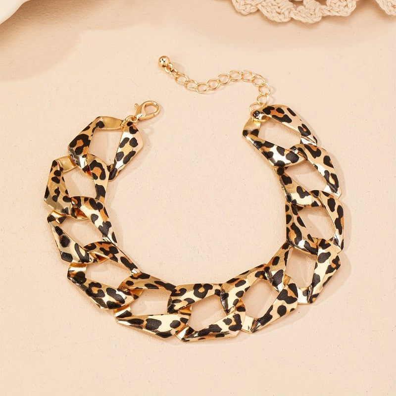 Classy Leopard Print Link Anklet