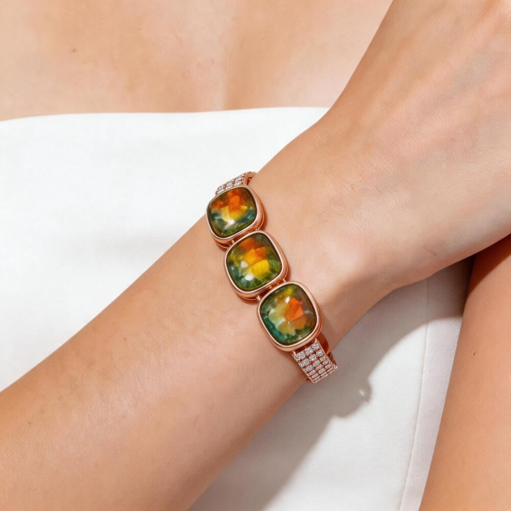 Dainty Iridescent Square Zirconia Bracelet