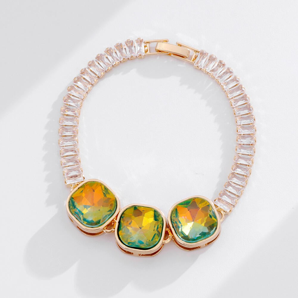 Dainty Iridescent Square Zirconia Bracelet