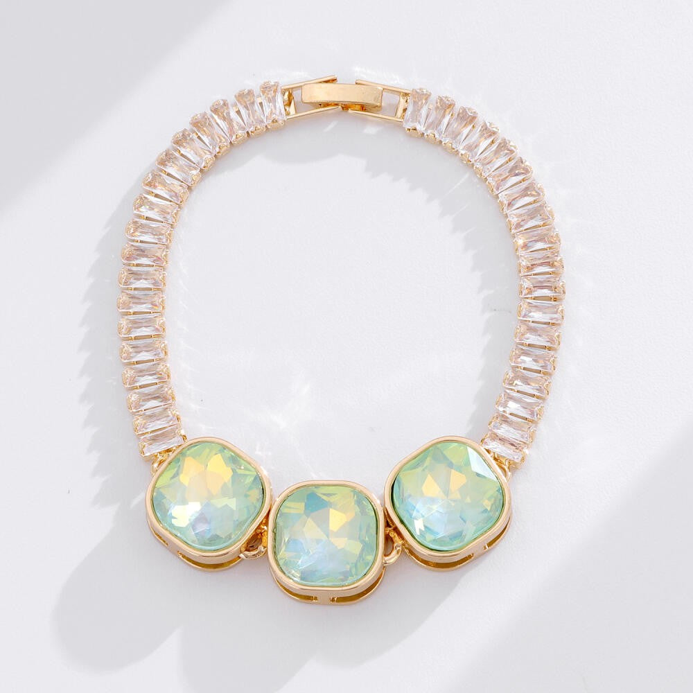 Dainty Iridescent Square Zirconia Bracelet