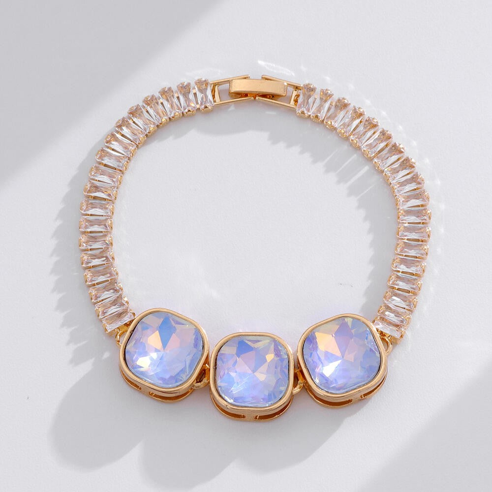 Dainty Iridescent Square Zirconia Bracelet