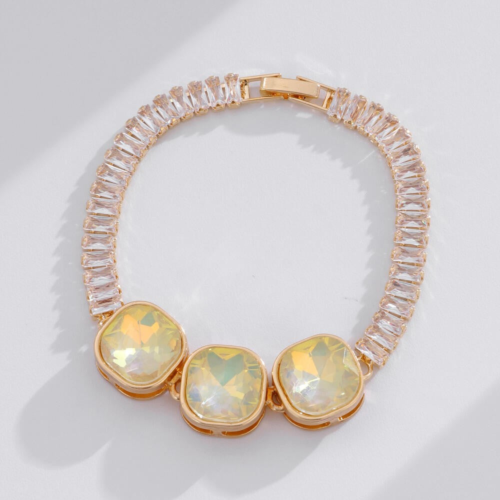 Dainty Iridescent Square Zirconia Bracelet