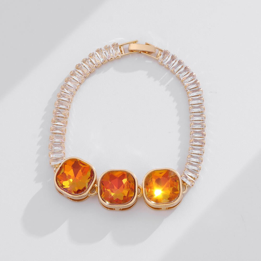 Dainty Iridescent Square Zirconia Bracelet