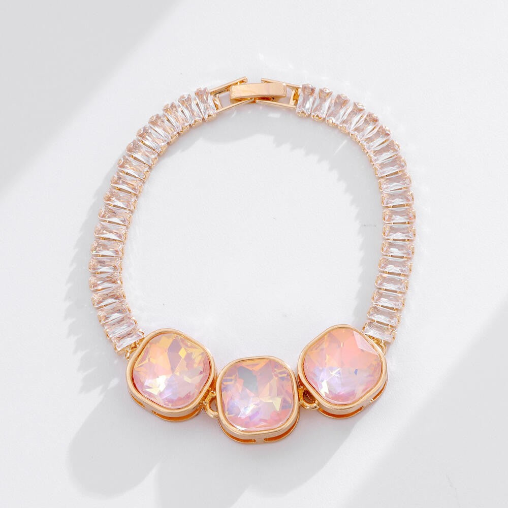 Dainty Iridescent Square Zirconia Bracelet