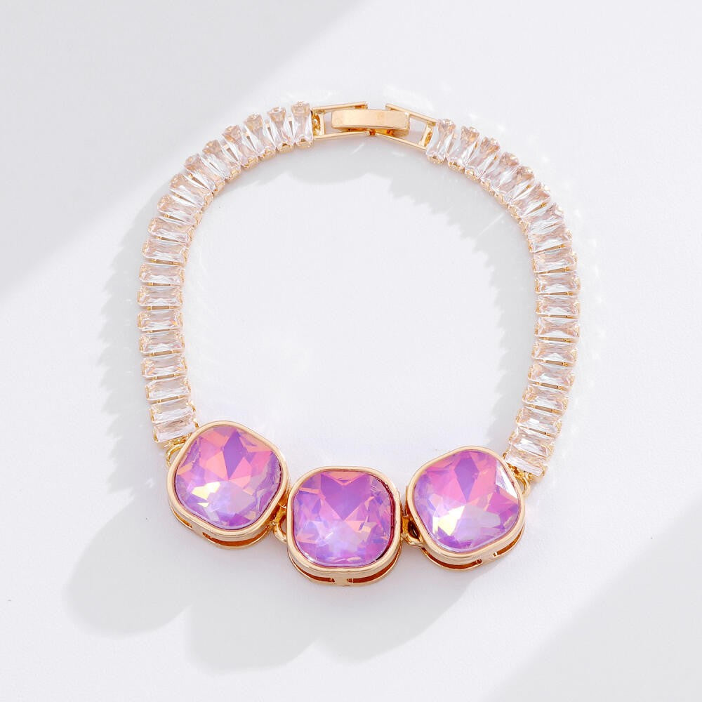 Dainty Iridescent Square Zirconia Bracelet