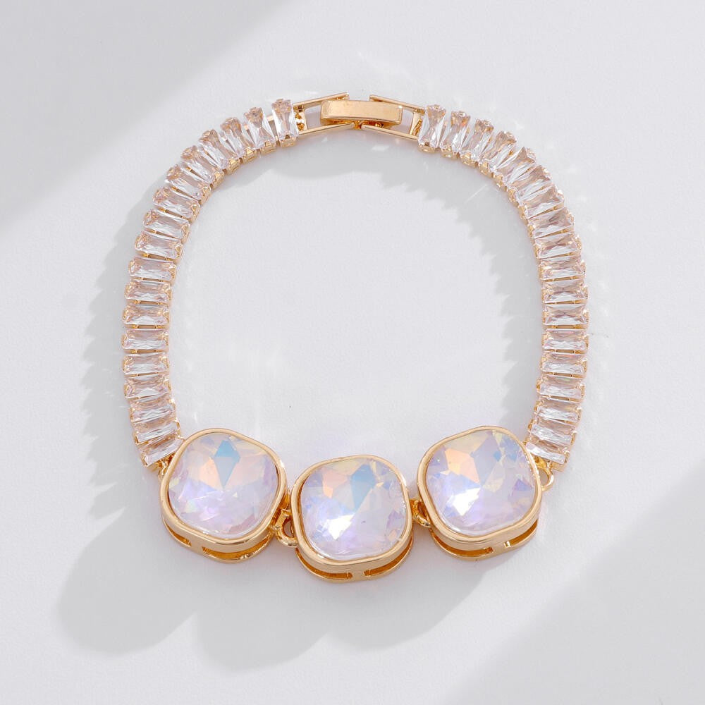 Dainty Iridescent Square Zirconia Bracelet