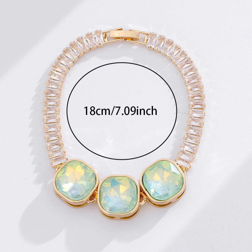 Dainty Iridescent Square Zirconia Bracelet