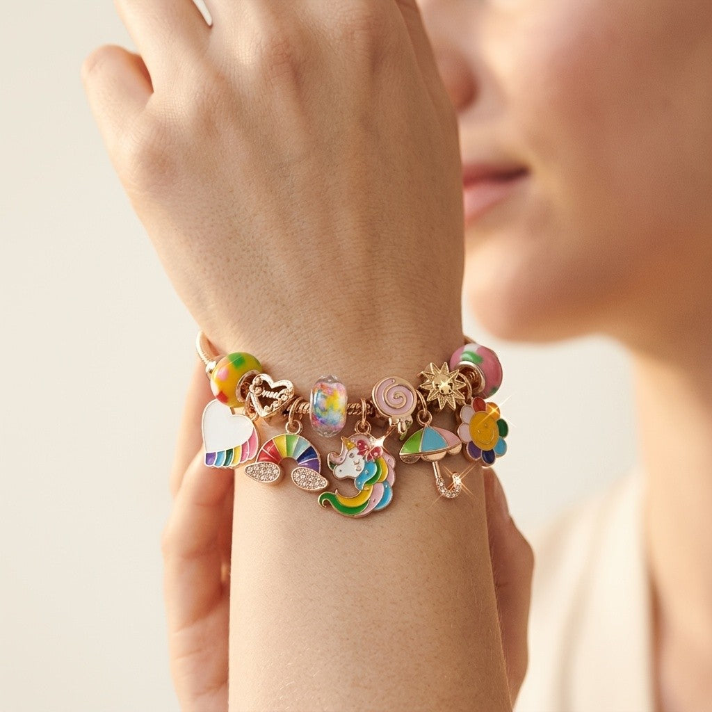 Cute Rainbow Unicorn Charm Bracelet