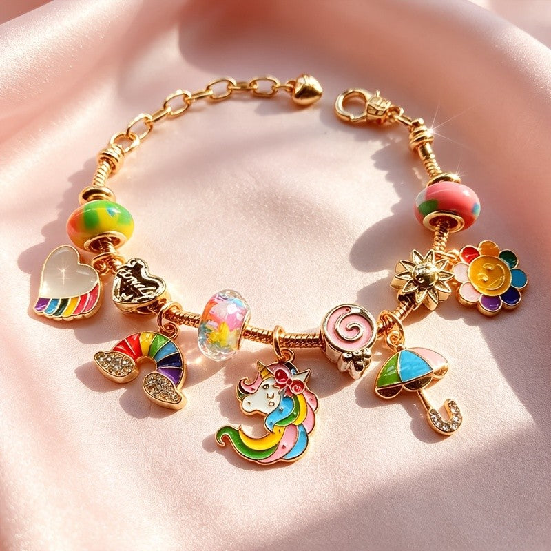 Cute Rainbow Unicorn Charm Bracelet