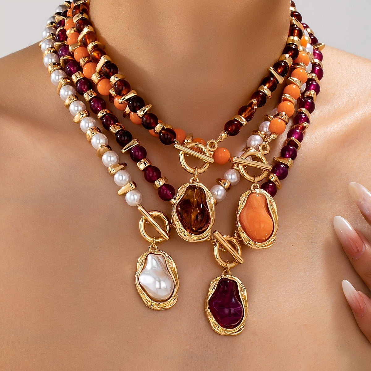 Elegant Multi-Strand Acrylic Bead Necklace