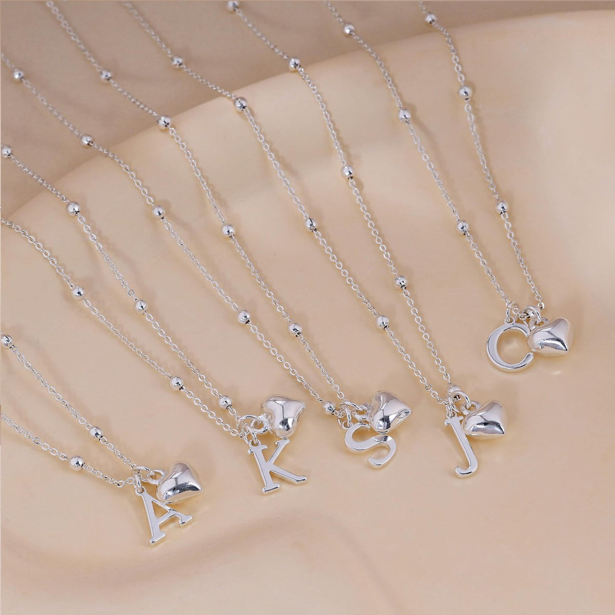 Dainty Initial Heart Pendant Necklace