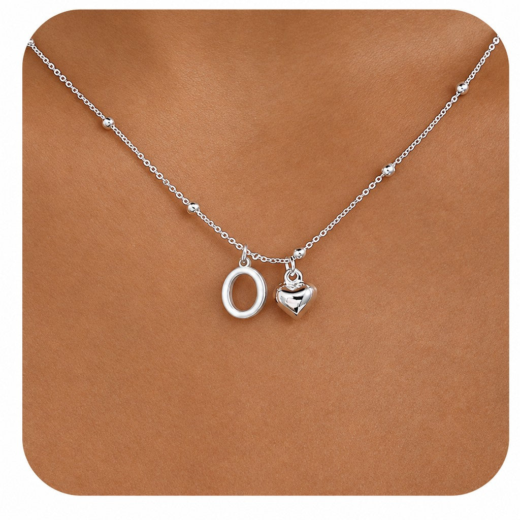 Dainty Initial Heart Pendant Necklace