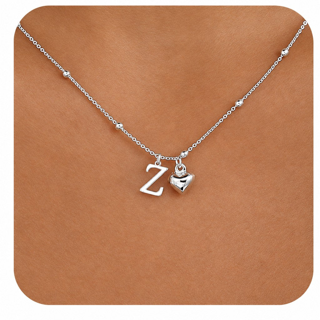 Dainty Initial Heart Pendant Necklace