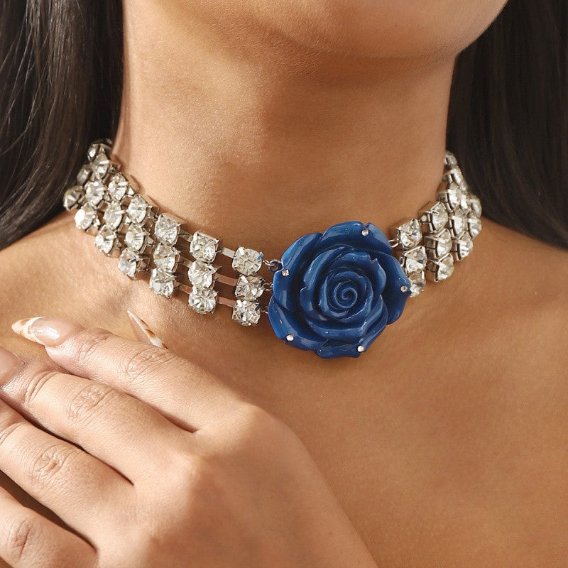 Elegant Multi-Row Rose Choker Necklace