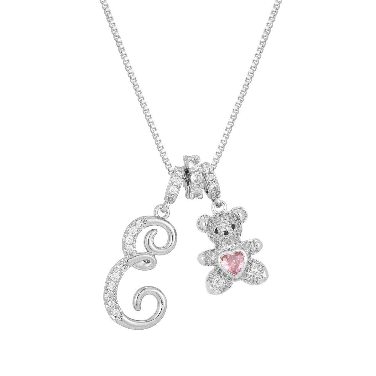 18k Elegant Bear Initial Necklace