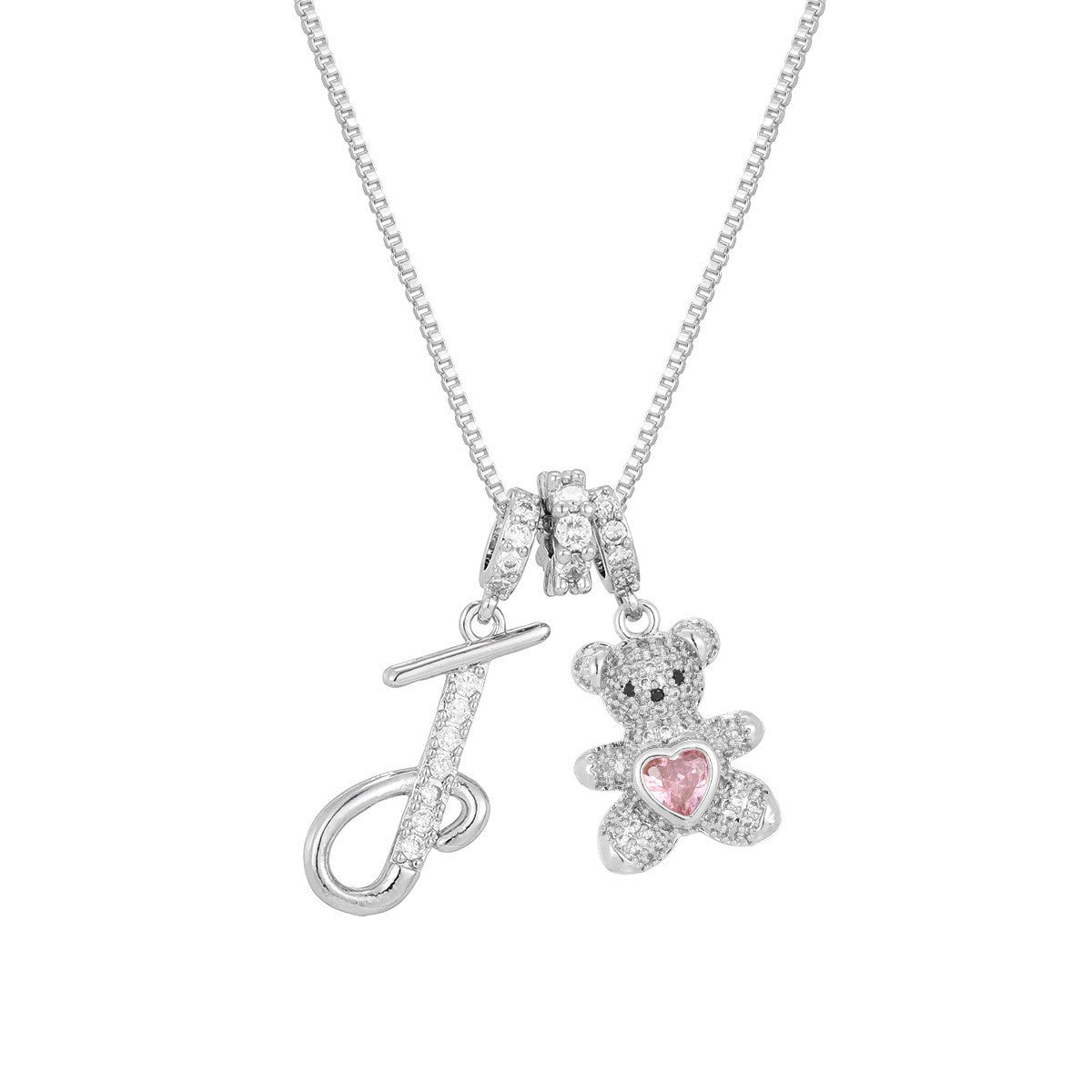 18k Elegant Bear Initial Necklace