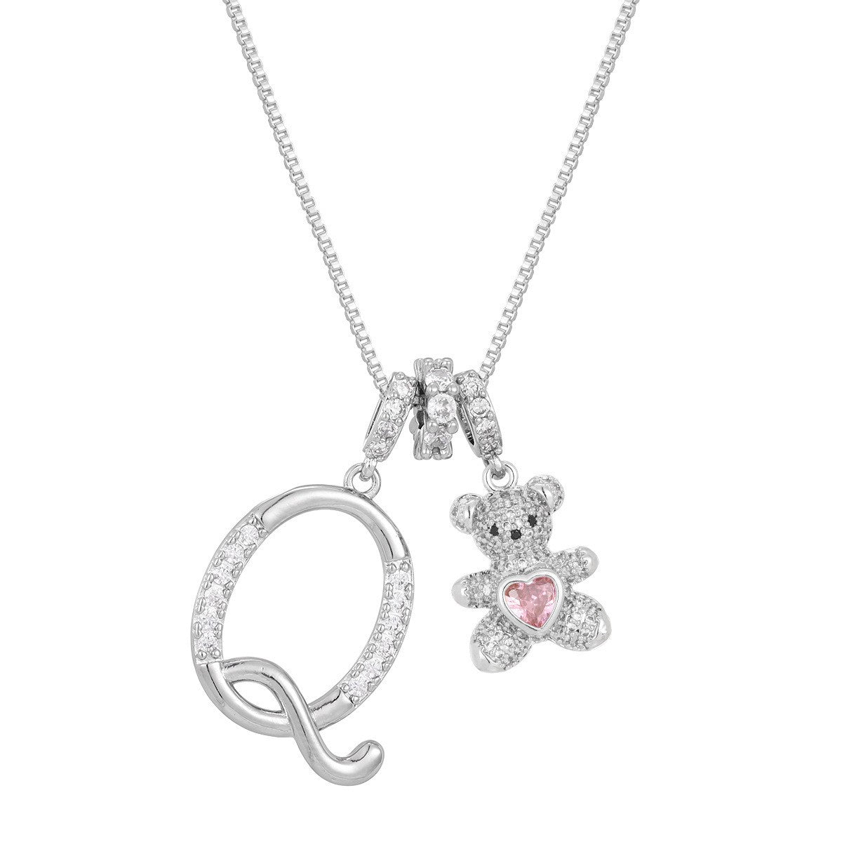 18k Elegant Bear Initial Necklace
