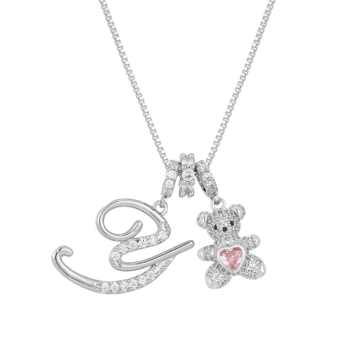 18k Elegant Bear Initial Necklace
