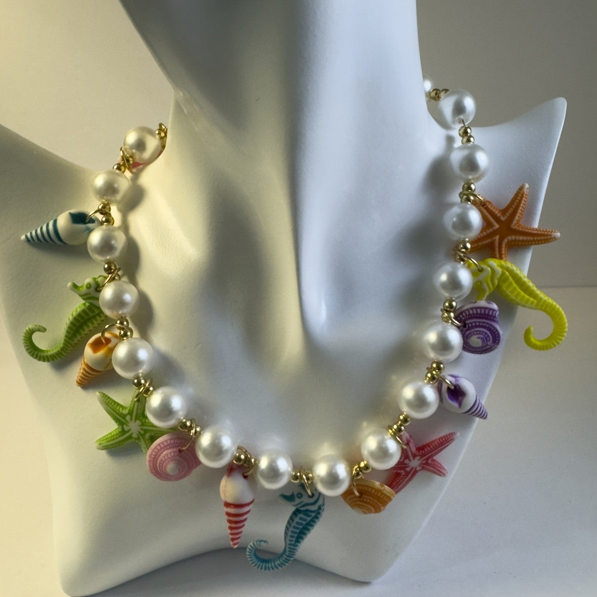 Boho Colorful Sea Life Pearl Necklace