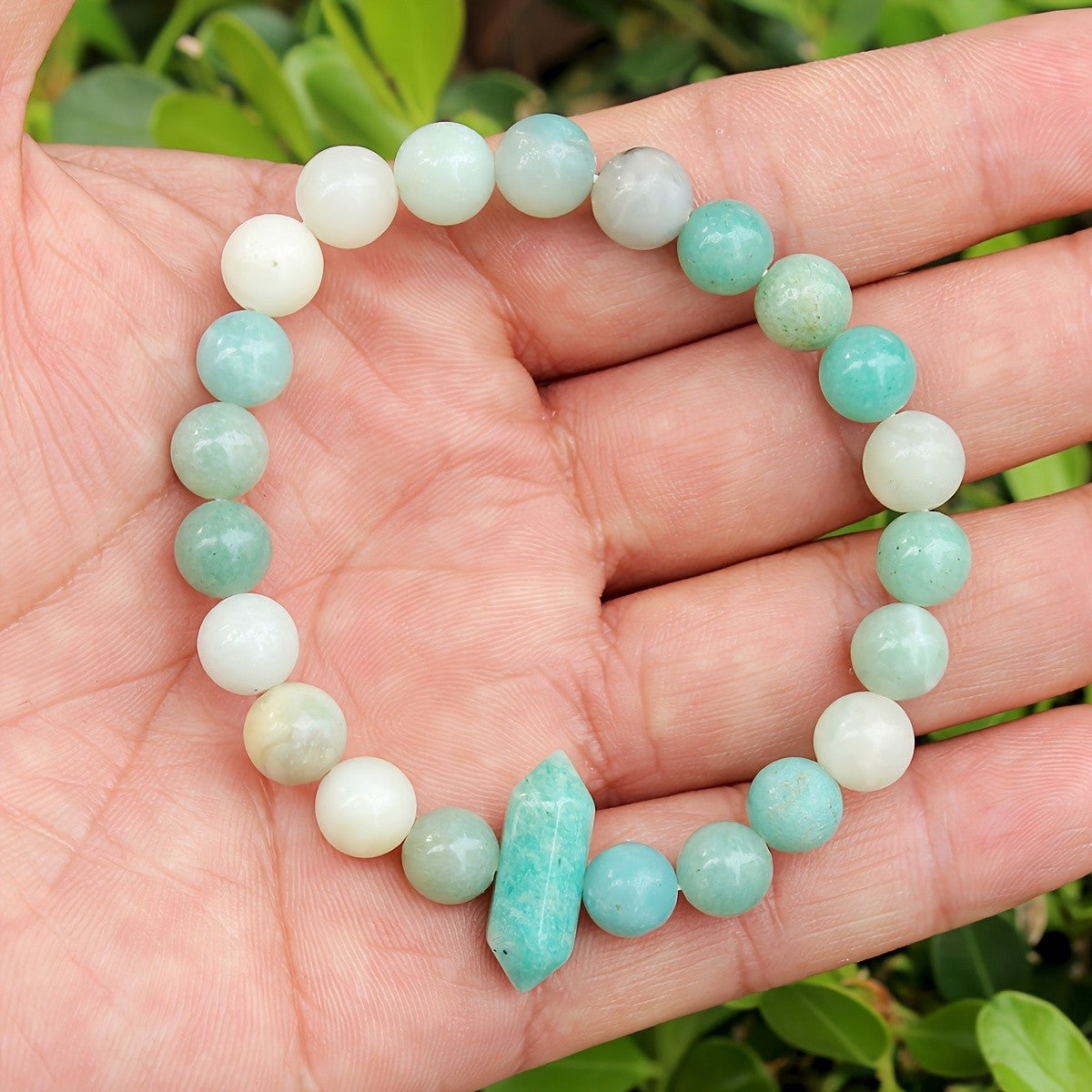 Boho Natural Amazonite Hexagonal Bead Bracelet