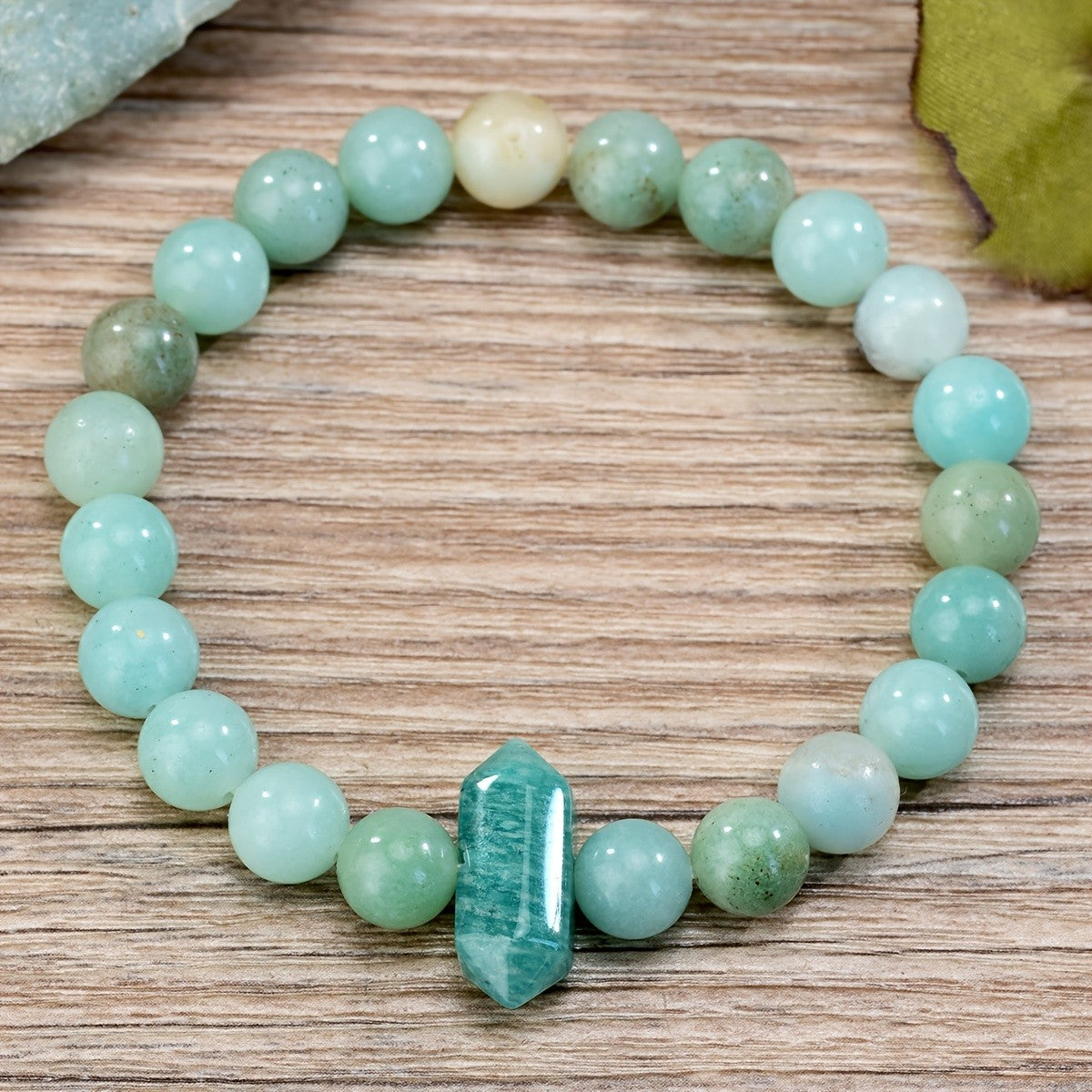 Boho Natural Amazonite Hexagonal Bead Bracelet