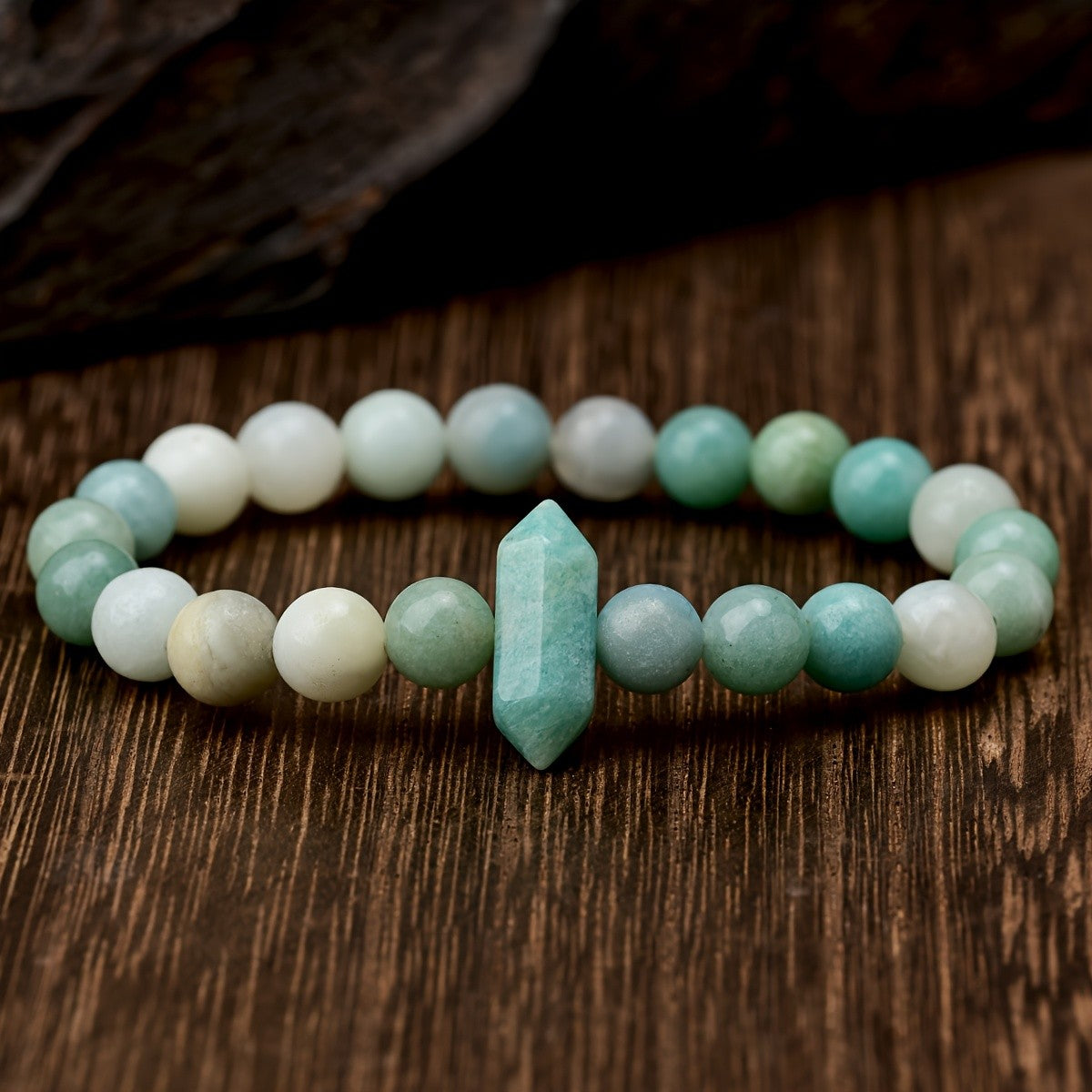 Boho Natural Amazonite Hexagonal Bead Bracelet