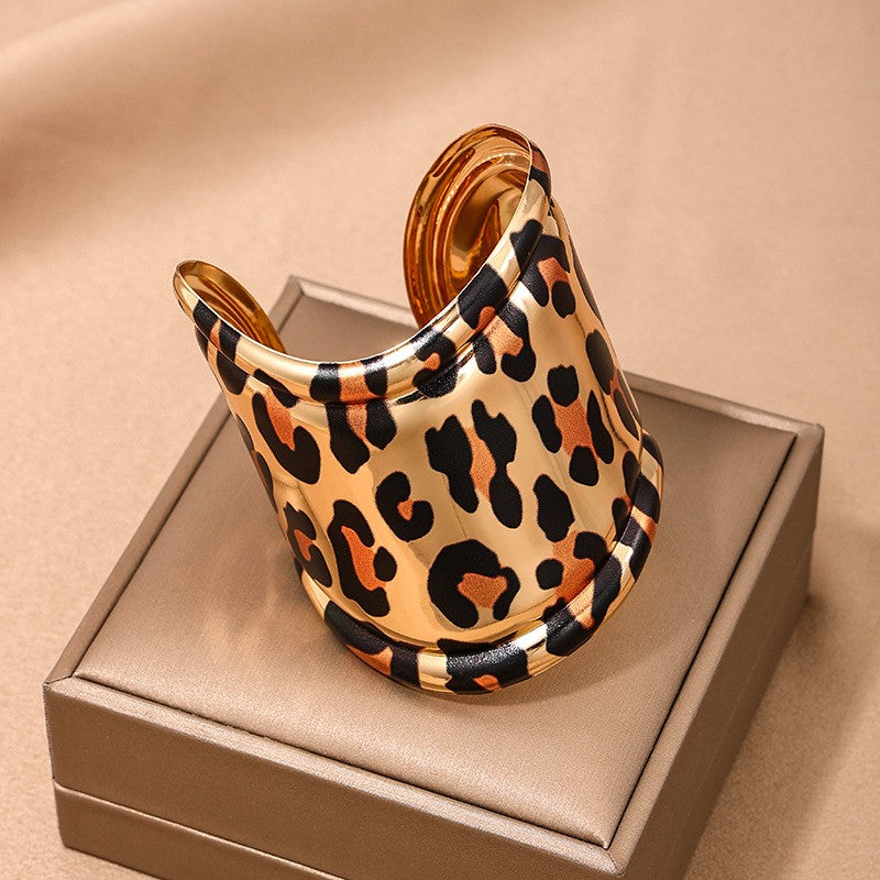 Classy Leopard Print Wide Cuff Bracelet