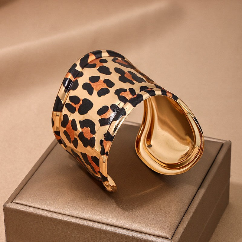 Classy Leopard Print Wide Cuff Bracelet