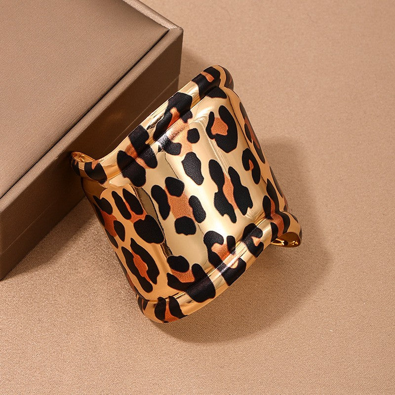 Classy Leopard Print Wide Cuff Bracelet