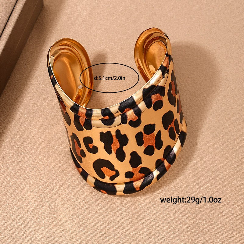 Classy Leopard Print Wide Cuff Bracelet