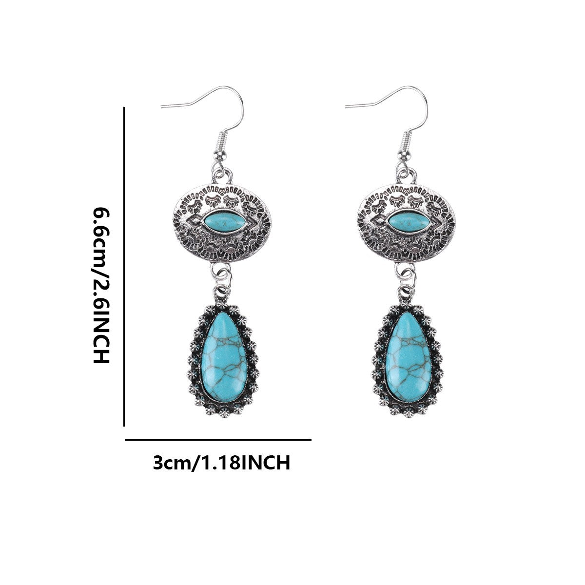 Boho Vintage Turquoise Filigree Drop Earrings