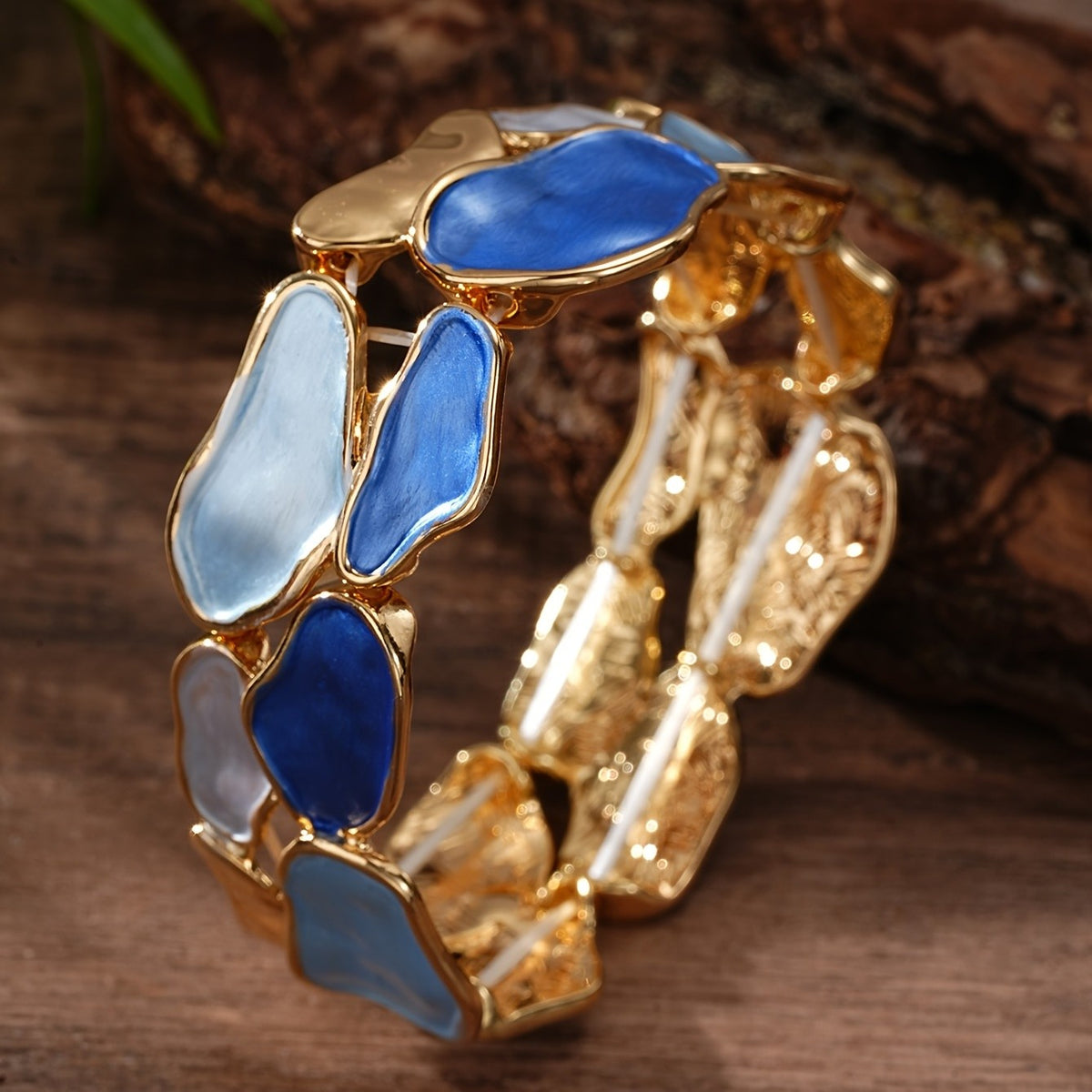 Boho Blue Enamel Geometric Bracelet