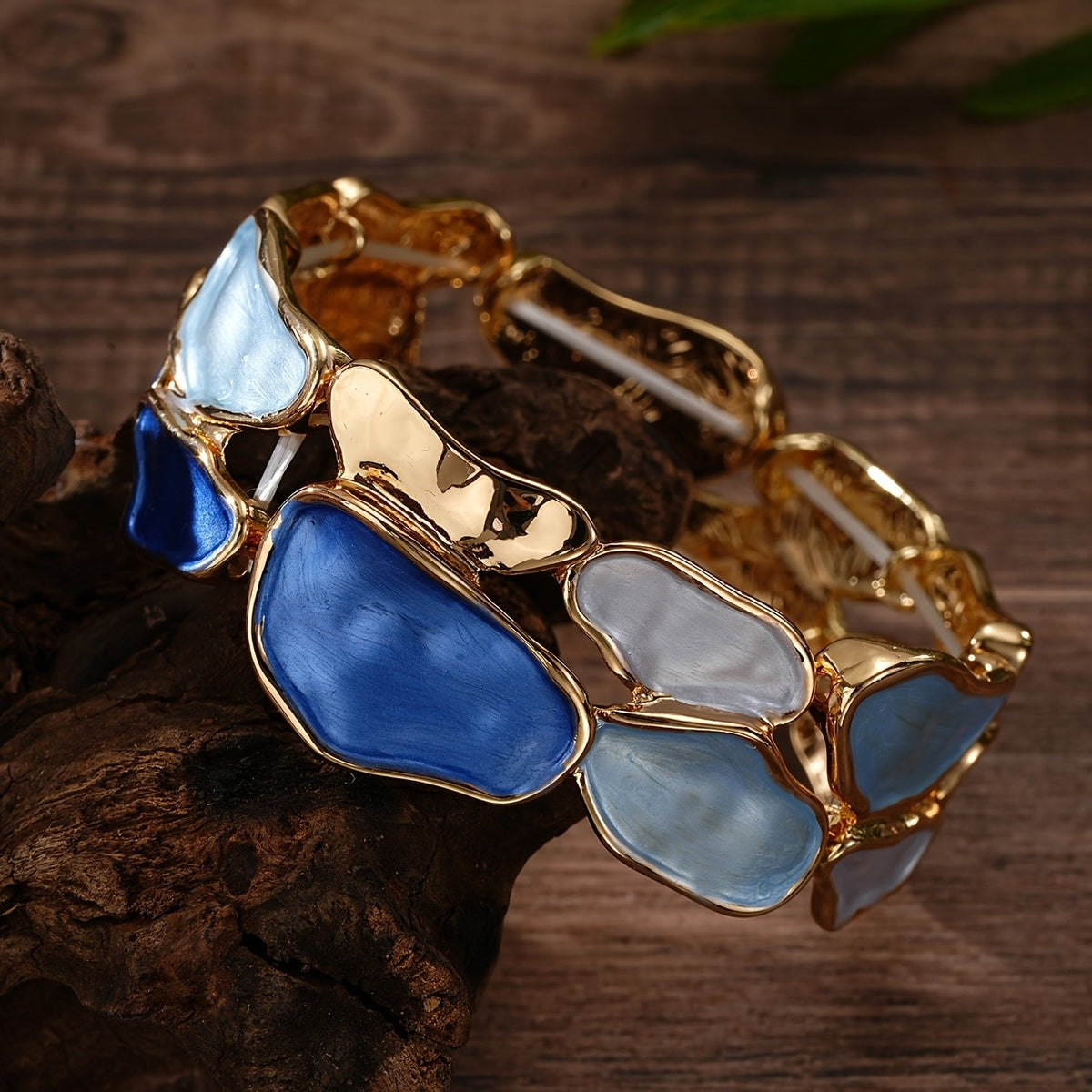 Boho Blue Enamel Geometric Bracelet