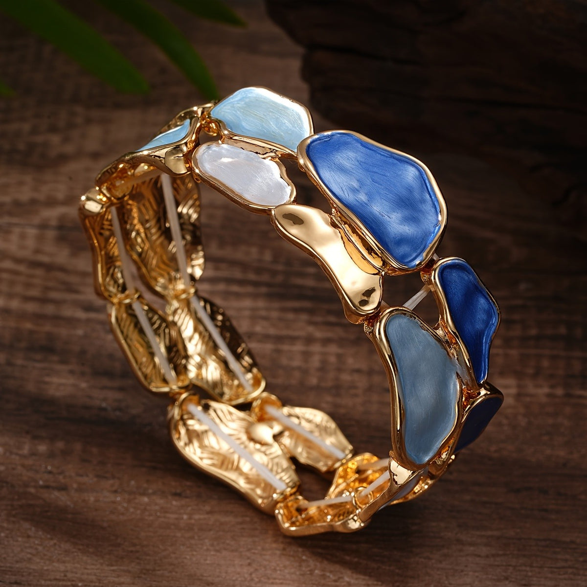 Boho Blue Enamel Geometric Bracelet