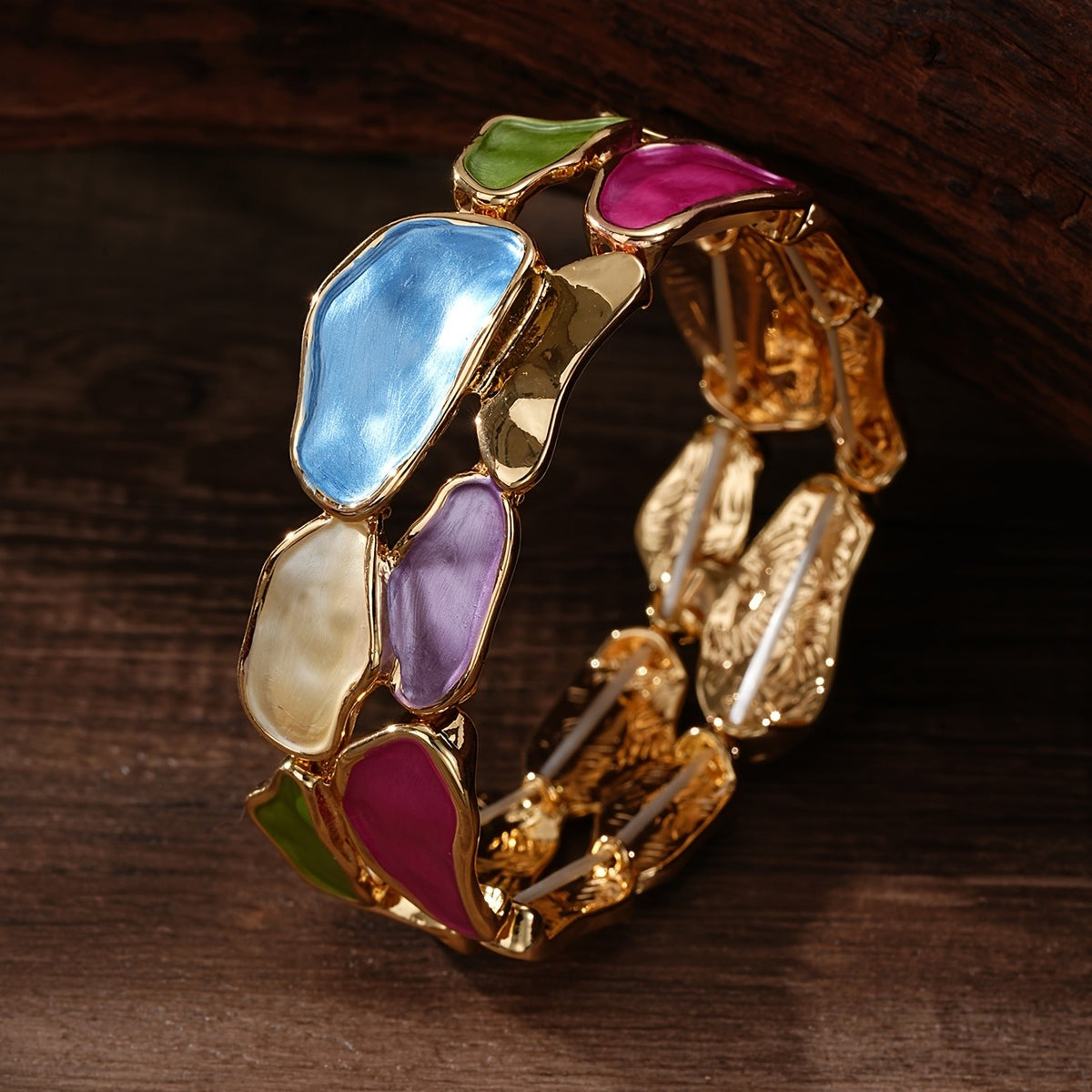 Boho Blue Enamel Geometric Bracelet