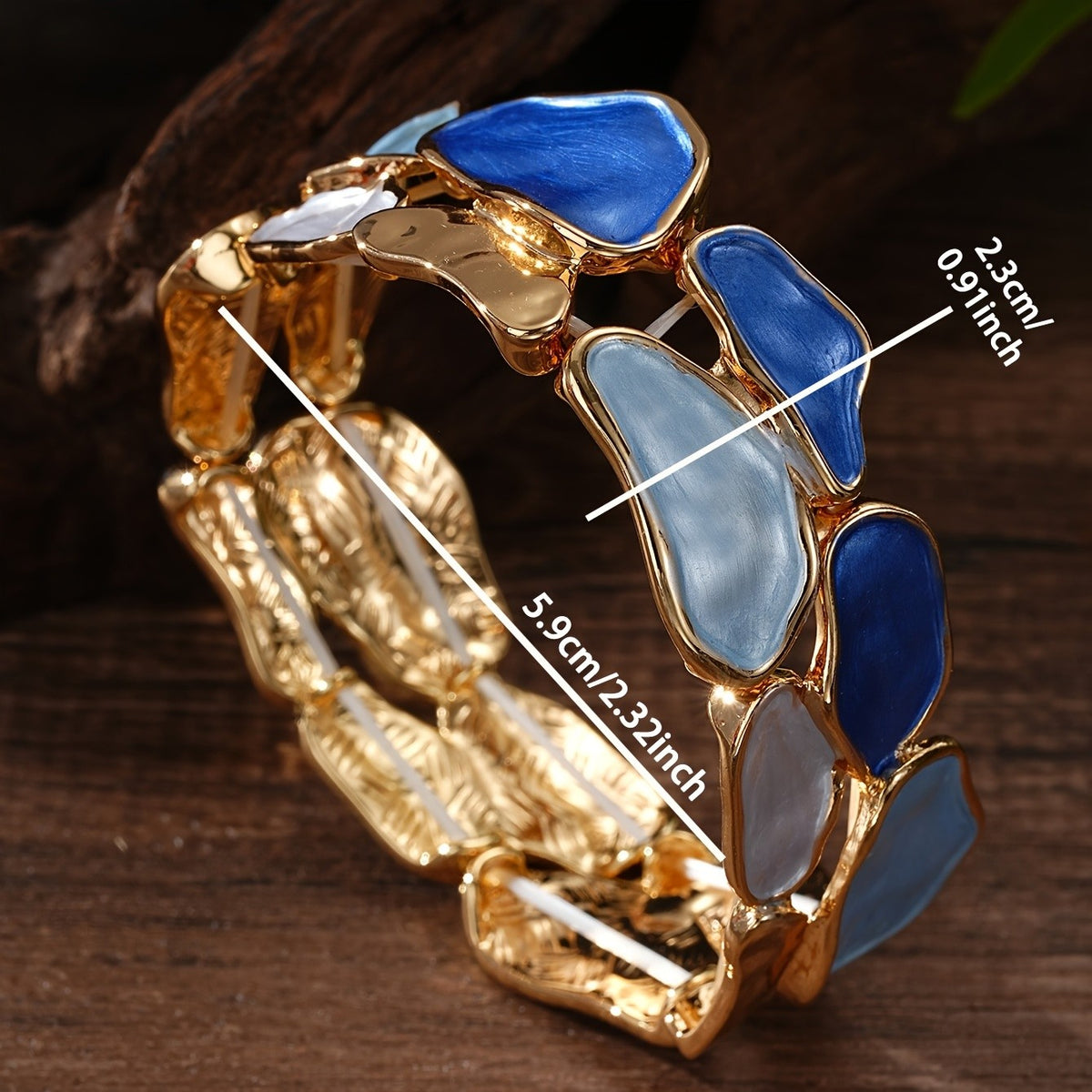 Boho Blue Enamel Geometric Bracelet