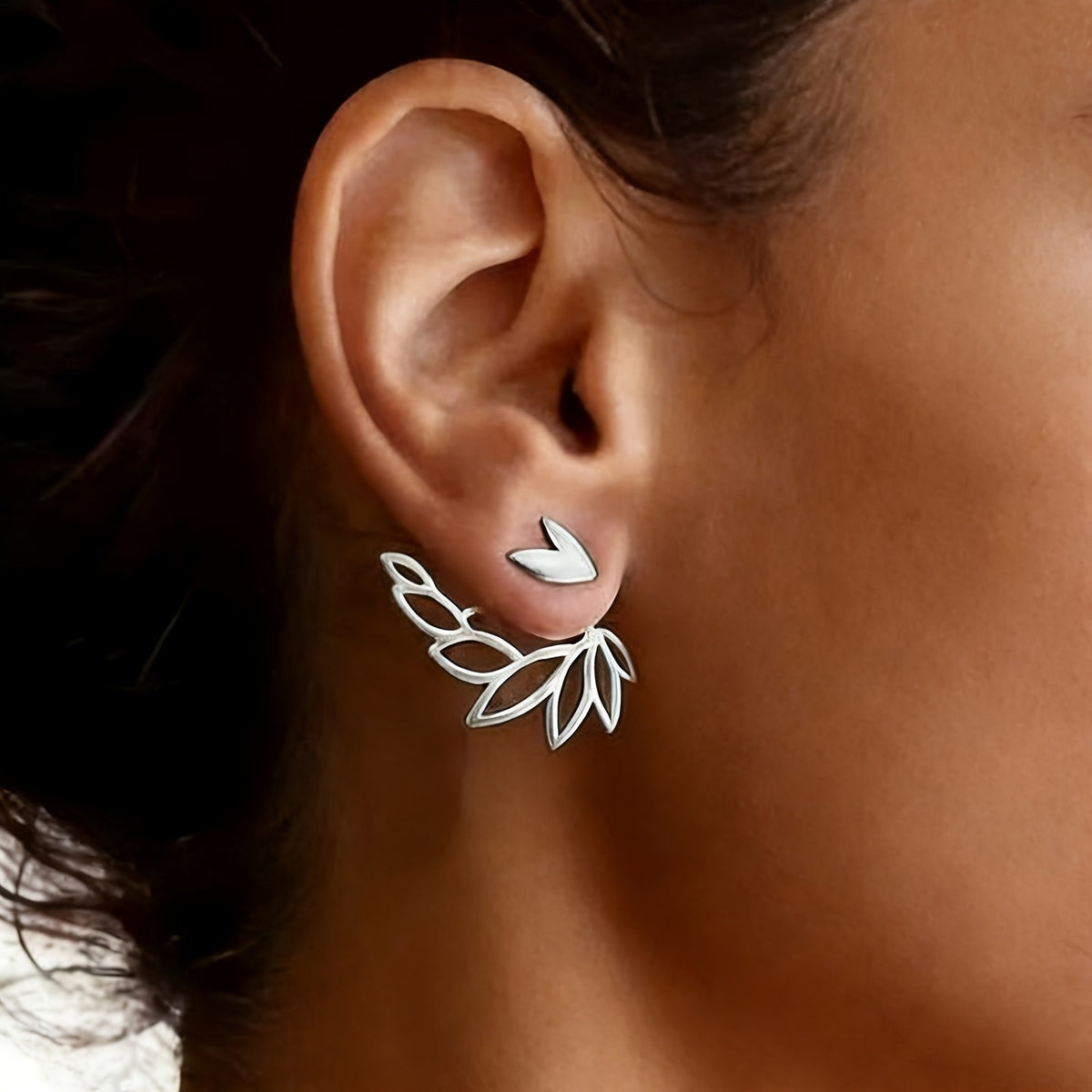 Elegant Hollow Leaf Stud Earrings