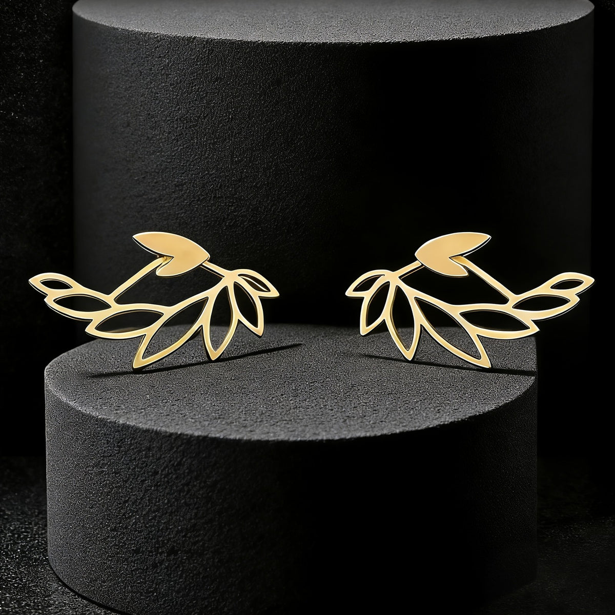 Elegant Hollow Leaf Stud Earrings
