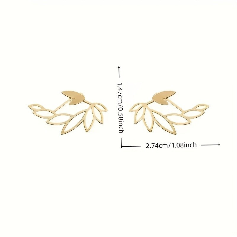 Elegant Hollow Leaf Stud Earrings