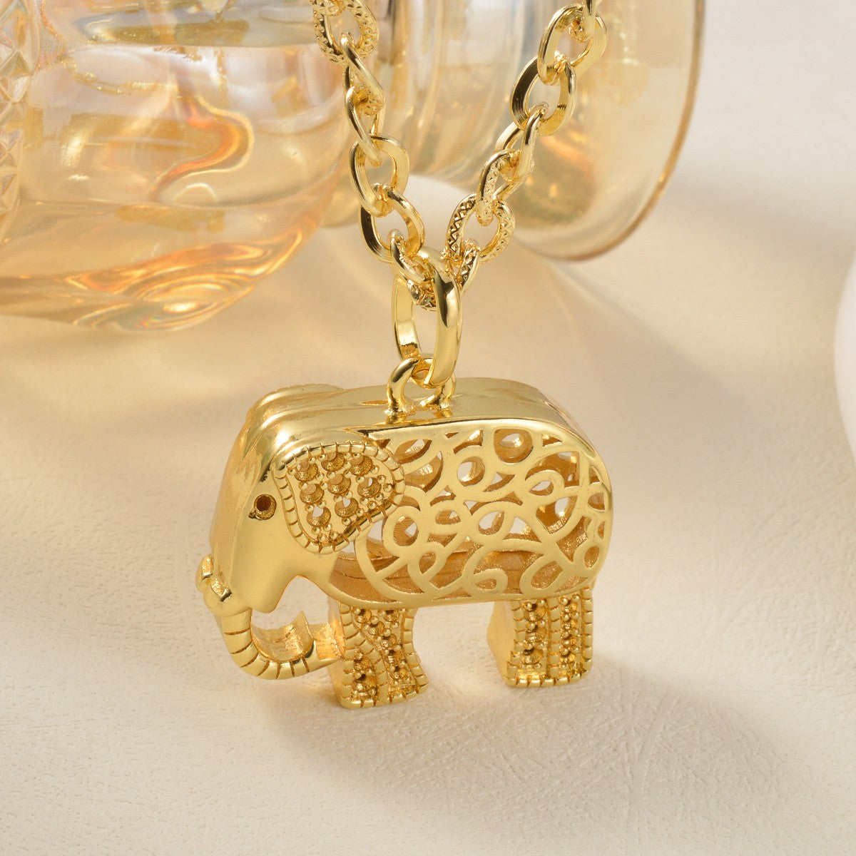 Classy Filigree Elephant Pendant Necklace
