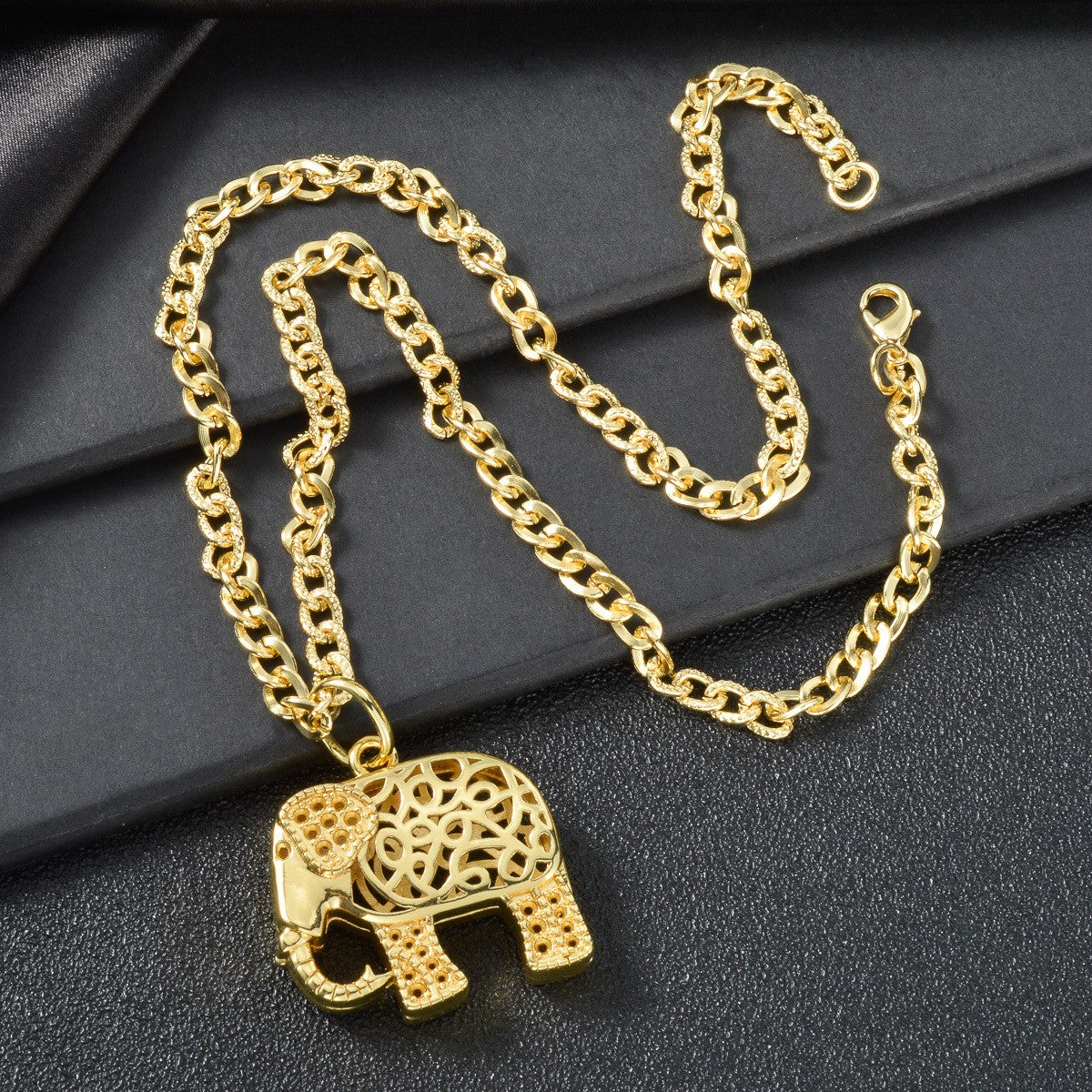 Classy Filigree Elephant Pendant Necklace