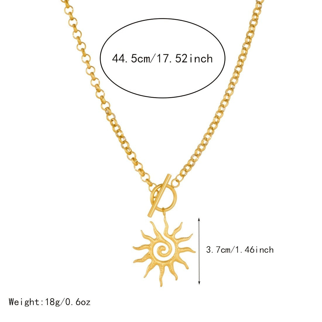 18k Boho Spiral Sun OT Toggle Necklace