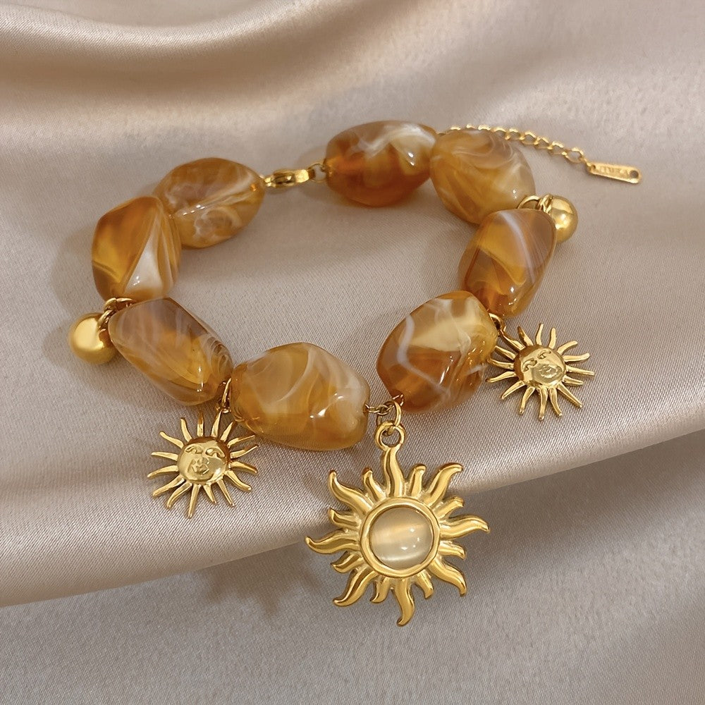 18k Boho Tiger Eye Sun Bracelet