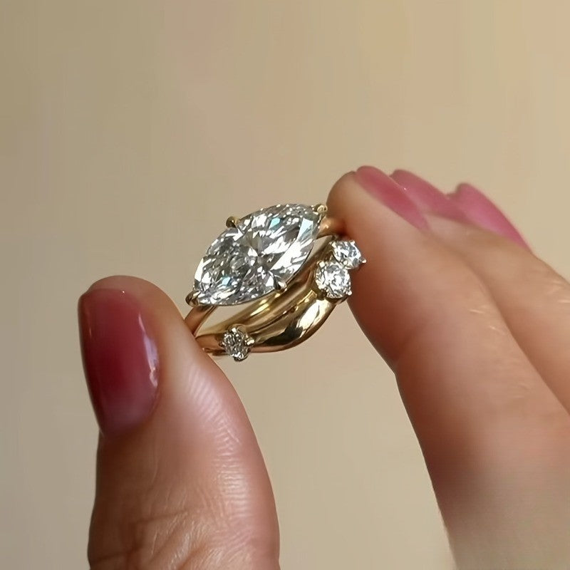 Elegant Marquise Split Band Ring