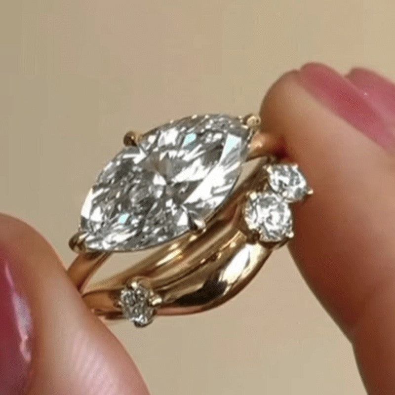 Elegant Marquise Split Band Ring