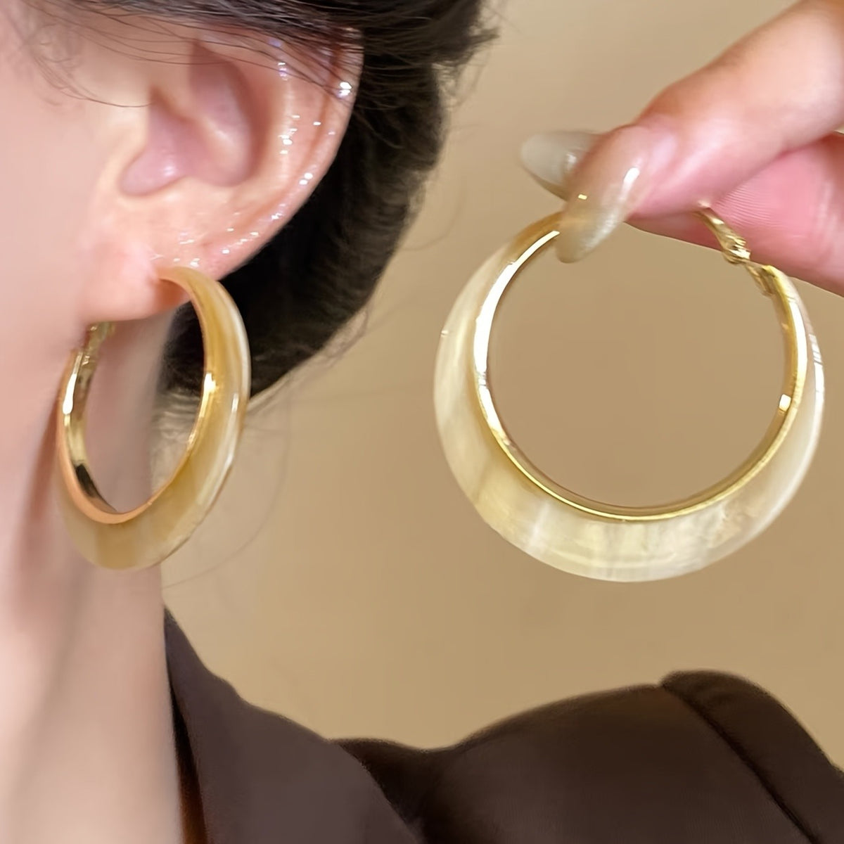 3pc Boho Marbled Resin Hoop Earring Set